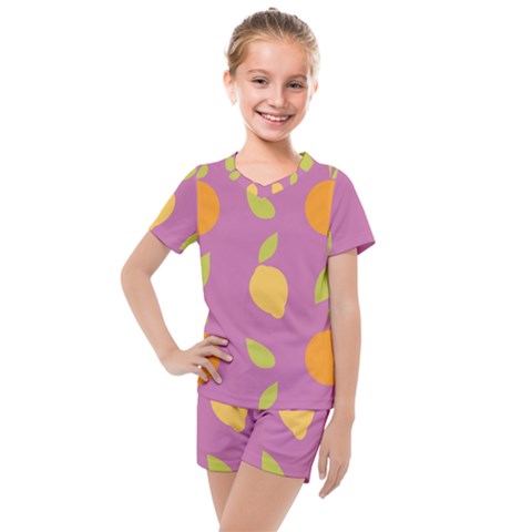 Seamlessly Pattern Fruits Fruit Kids  Mesh Tee And Shorts Set by Nexatart