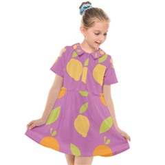 Seamlessly Pattern Fruits Fruit Kids  Short Sleeve Shirt Dress by Nexatart