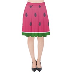 Watermelon Fruit Summer Red Fresh Velvet High Waist Skirt by Nexatart