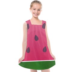 Watermelon Fruit Summer Red Fresh Kids  Cross Back Dress by Nexatart