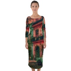 Havana Cuba Architecture Capital Quarter Sleeve Midi Bodycon Dress by Nexatart