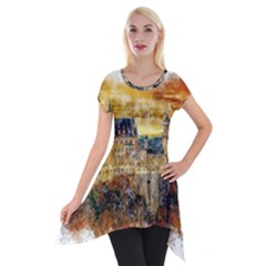 Architecture Castle Fairy Castle Short Sleeve Side Drop Tunic by Nexatart