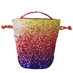 Rainbow Glitter Graphic Drawstring Bucket Bag by bloomingvinedesign