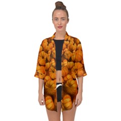 Pumpkins Tiny Gourds Pile Open Front Chiffon Kimono by bloomingvinedesign