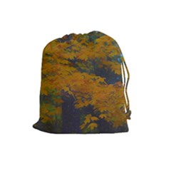 Yellow Fall Leaves And Branches Drawstring Pouch (large) by bloomingvinedesign