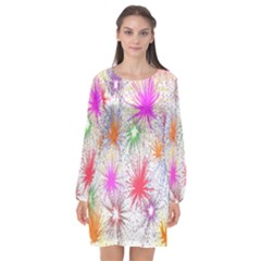 Star Dab Farbkleckse Leaf Flower Long Sleeve Chiffon Shift Dress  by Sapixe