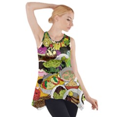 Eat Food Background Art Color Side Drop Tank Tunic by Sapixe