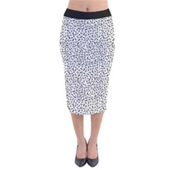 B/w Abstract Pattern 1 Velvet Midi Pencil Skirt by JadehawksAnD