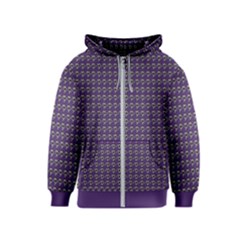 Luv Machine Robot Houndstooth Pattern Purple Kids  Zipper Hoodie by emilyzragz