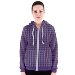 Luv Machine Robot Houndstooth Pattern Purple Women s Zipper Hoodie by emilyzragz