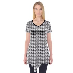 Luv Machine Robot Houndstooth Pattern Grey Short Sleeve Tunic  by emilyzragz