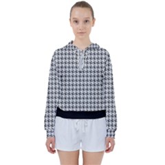 Luv Machine Robot Houndstooth Pattern Grey Women s Tie Up Sweat by emilyzragz