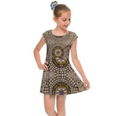 Moon Shine Over The Wood In The Night Of Glimmering Pearl Stars Kids Cap Sleeve Dress by pepitasart