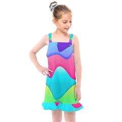 Lines Curves Colors Geometric Lines Kids  Overall Dress by Sapixe