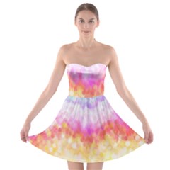 Rainbow Pontilism Background Strapless Bra Top Dress by Sapixe