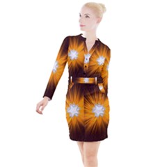 Star Universe Space Galaxy Cosmos Button Long Sleeve Dress by Sapixe