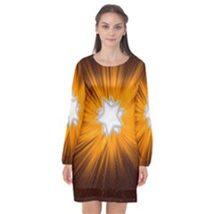 Star Universe Space Galaxy Cosmos Long Sleeve Chiffon Shift Dress  by Sapixe