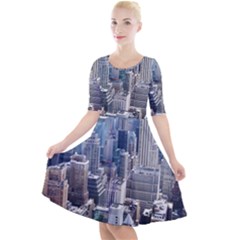 Manhattan New York City Quarter Sleeve A-line Dress by Sapixe