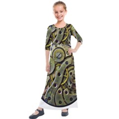  Clock Steampunk Gear  Kids  Quarter Sleeve Maxi Dress by burpdesignsA