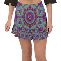 Water Garden Lotus Blossoms In Sacred Style Fishtail Mini Chiffon Skirt by pepitasart