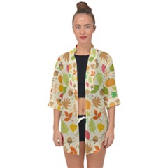 Thanksgiving Pattern Open Front Chiffon Kimono by Valentinaart