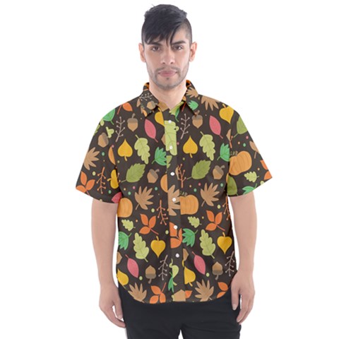 Thanksgiving Pattern Men s Short Sleeve Shirt by Valentinaart