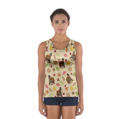 Thanksgiving Turkey Pattern Sport Tank Top  by Valentinaart