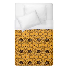 Pattern Pumpkin Spider Vintage Halloween Gothic Orange And Black Duvet Cover (single Size) by genx