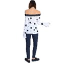 Pattern Skull Stars Handrawn Naive Halloween Gothic black and white Off Shoulder Long Sleeve Top View2