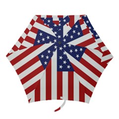 Us Flag Stars And Stripes Maga Mini Folding Umbrellas by snek