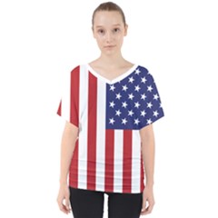 Us Flag Stars And Stripes Maga V-neck Dolman Drape Top by snek