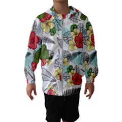 Apu Apustaja And Groyper Pepe The Frog Frens Hawaiian Shirt With Red Hibiscus On White Background From Kekistan Hooded Windbreaker (kids) by snek