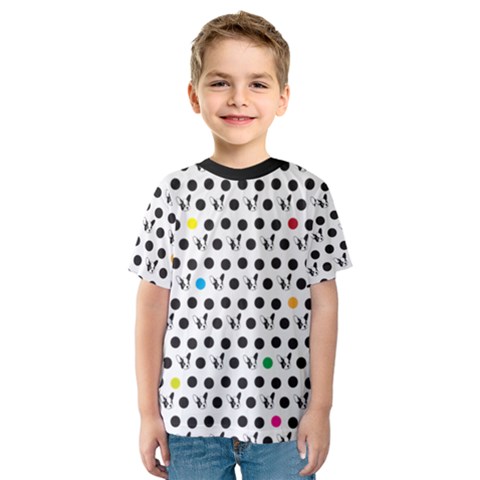 Boston Terrier Dog Pattern With Rainbow And Black Polka Dots Kids  Sport Mesh Tee by genx