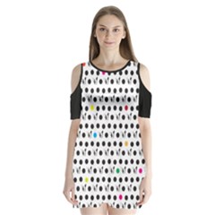 Boston Terrier Dog Pattern With Rainbow And Black Polka Dots Shoulder Cutout Velvet One Piece by genx