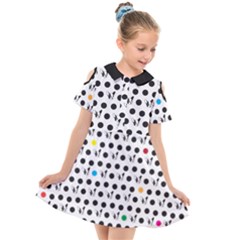 Boston Terrier Dog Pattern With Rainbow And Black Polka Dots Kids  Short Sleeve Shirt Dress by genx