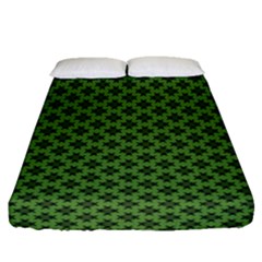 Logo Kek Pattern Black And Kekistan Green Background Fitted Sheet (queen Size) by snek