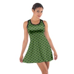 Logo Kek Pattern Black And Kekistan Green Background Cotton Racerback Dress by snek