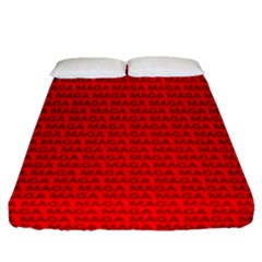 Maga Make America Great Again Usa Pattern Red Fitted Sheet (queen Size) by snek