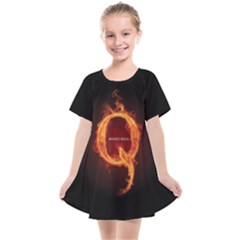 Qanon Letter Q Fire Effect Wwgowga Wwg1wga Kids  Smock Dress by snek