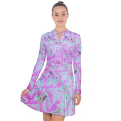 Hot Pink And White Peppermint Twist Flower Petals Long Sleeve Panel Dress by myrubiogarden