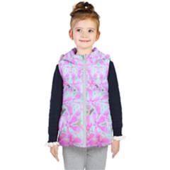 Hot Pink And White Peppermint Twist Flower Petals Kid s Hooded Puffer Vest by myrubiogarden