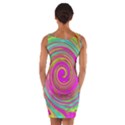 Groovy Abstract Pink, Turquoise And Yellow Swirl Wrap Front Bodycon Dress View2