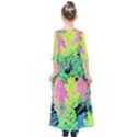 Fluorescent Yellow Smoke Tree With Pink Hydrangea Kids  Quarter Sleeve Maxi Dress View2