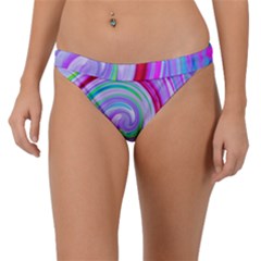 Groovy Abstract Red Swirl On Purple And Pink Band Bikini Bottom by myrubiogarden