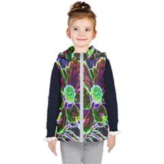 Abstract Garden Peony In Black And Blue Kid s Hooded Puffer Vest by myrubiogarden