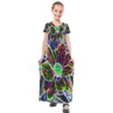 Abstract Garden Peony In Black And Blue Kids  Short Sleeve Maxi Dress View1