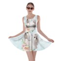 Cute Little Maltese With Flowers Skater Dress View1