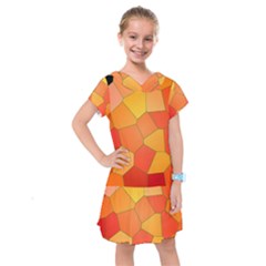 Background Pattern Orange Mosaic Kids  Drop Waist Dress by Mariart