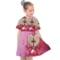 Wonderful Hearts With Floral Elements Kids  Sailor Dress by FantasyWorld7