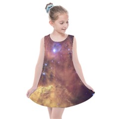 Cosmic Astronomy Sky With Stars Orange Brown And Yellow Kids  Summer Dress by genx